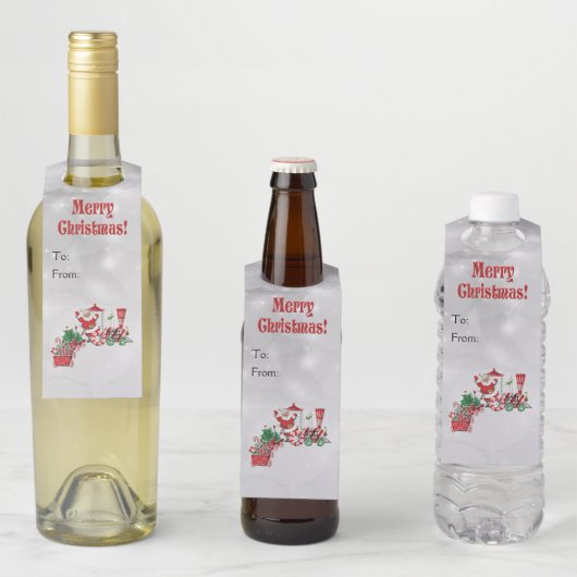 サンタライディングクリスマスペパーミントキャンディートレイン ボトルネックタグ (インサイチュ)