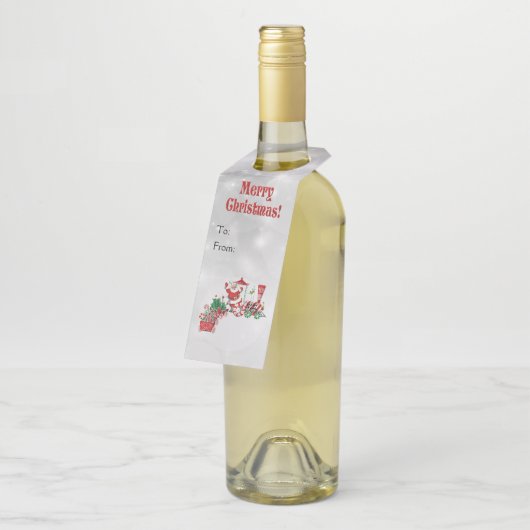 サンタライディングクリスマスペパーミントキャンディートレイン ボトルネックタグ (アングル)