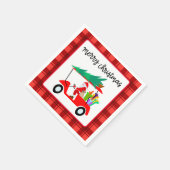 サンタライディングゴルフカート付きゴルフメリークリスマス スタンダードカクテルナプキン (角)