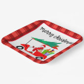 サンタライディングゴルフカート付きゴルフメリークリスマス ペーパープレート (傾斜あり)