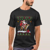 サンタライディングチータクリスマスセータースタイル醜い Tシャツ (正面)