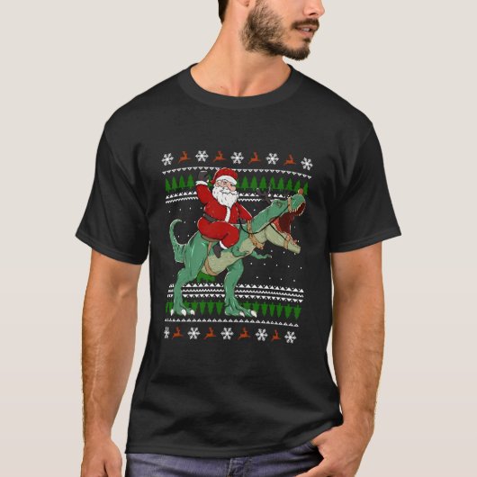 サンタライディングディノ醜い Tシャツ (正面)
