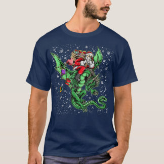 サンタライディングドラゴンクリスマスメンズウィメンズボーイズクリスマス Tシャツ