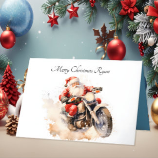 サンタライディングバイクのクリスマスカード サンキューカード