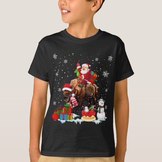 サンタライディングバイソンクリスマスパジャマファミリーマチン Tシャツ (正面)