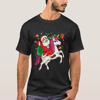 サンタライディングユニコーン愛おもしろい者クリスマスギフトChr Tシャツ