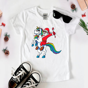 サンタライディングユニコーンTシャツ – クリスマスユニコーン ベビーTシャツ