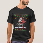 サンタライディングラクーンクリスマスセータースタイル醜い Tシャツ (正面)