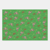 サンタライディングレッドトレイン金ゴールドスターメリークリスマス ラッピングペーパーシート (正面)