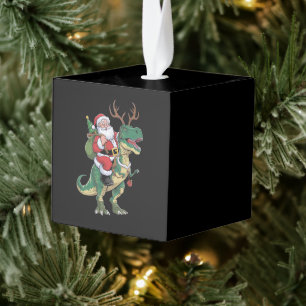 サンタライディング恐竜Tレックスクリスマスクリスマス隊 キューブオーナメント