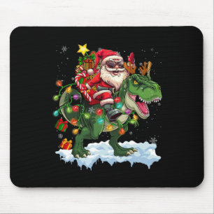 サンタライディング恐竜Tレックスクリスマスツリーライト マウスパッド