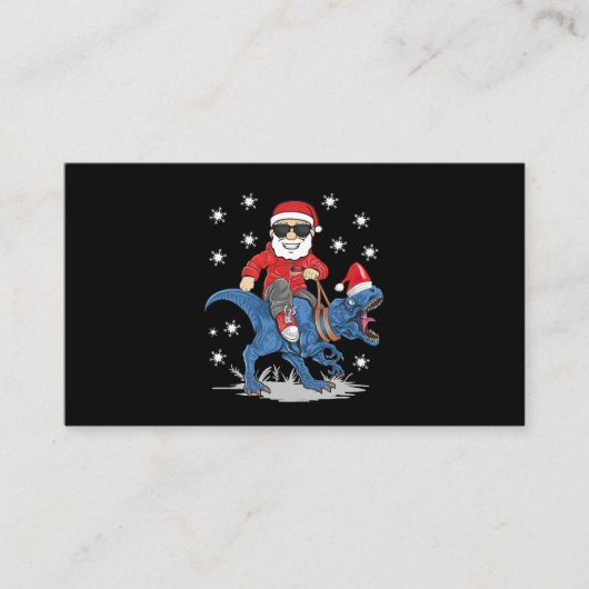 サンタライディング恐竜Tレックスクリスマスボーイズ男性Xma 名刺 (正面)