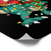 サンタライディング恐竜Tレックスディアキッズボーイズメンズチャール ポスター (角)