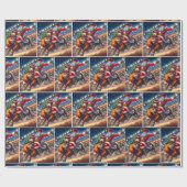 サンタライディング・ア・ロデオ・ブル・クリスマス ラッピングペーパー (フラット)