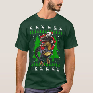 サンタライディングT re恐竜のギフトディノ醜いクリスマス Tシャツ