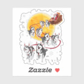 サンタライドスレイシベリアハスキークリスマスドッグ値リスト シール (シート)