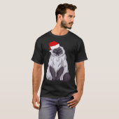 サンタラグドール猫クリスマスパジャマおもしろいクリスマスプレゼント Tシャツ (正面フル)