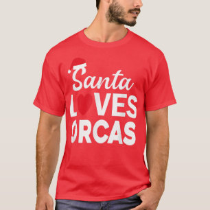 サンタラブオーカスクリおもしろいスマスオルカ愛好家 Tシャツ