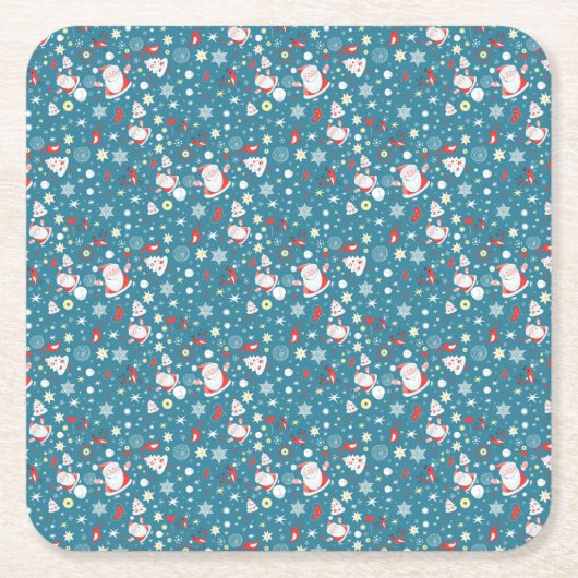 サンタラブパターン スクエアペーパーコースター (正面)
