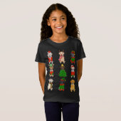 サンタラブラドールクリスマスツリーライト小妖精や小人トナカイ Tシャツ (正面フル)