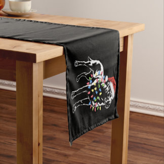 サンタラブラドールレトリエバークリスマスライトドッグ恋人 ショートテーブルランナー