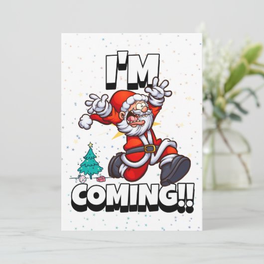 サンタランニングーのユーモアの休日2022おもしろいクリスマス シーズンカード (スタンド正面)