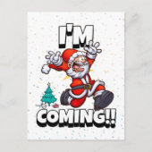 サンタランニングー引用文ホリデークリスマおもしろいス シーズンポストカード (正面)