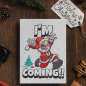 サンタランニングー引用文ホリデークリスマおもしろいス シーズンポストカード