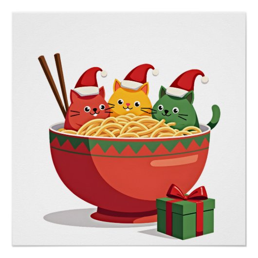 サンタラーメンねこ アニメ クリスマス Xmas 子ども 女の子 M ポスター (正面)