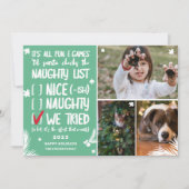 サンタリおもしろいストいけな3枚の写真グリーンクリスマス シーズンカード (正面)