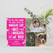 サンタリおもしろいストいけな3枚の写真ピンクのクリスマス シーズンカード (スタンド正面)