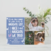 サンタリおもしろいストいけな3枚の青いクリスマス写真 シーズンカード (スタンド正面)