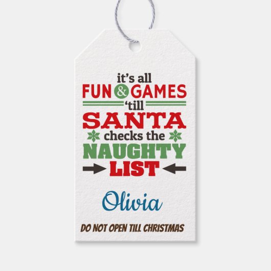 サンタリスいけなトクリスマスデザイン/パーソナライズされた ギフトタグ (正面)