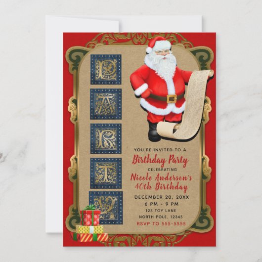 サンタリスト北極クリスマスバースデーパーティー 招待状 (正面)