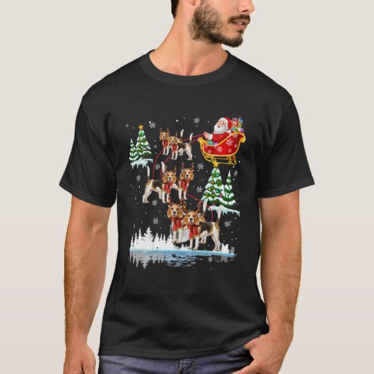 サンタリディングダックスフントトナカイナクリスマスパジャマM Tシャツ (正面)