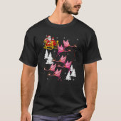 サンタリディングフラミンゴクリスマスパジャマファミリーマトック Tシャツ (正面)