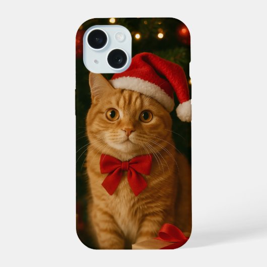 サンタリボン猫iPhone 15ケース iPhone 15ケース (裏面)