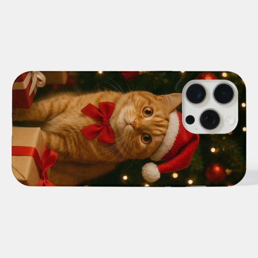 サンタリボン猫iPhone 15 Pro Maxケース iPhoneケース (裏面横)