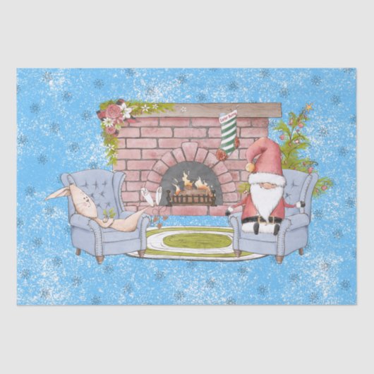 サンタリラックスの暖炉とイースターバニー 薄葉紙 (正面)