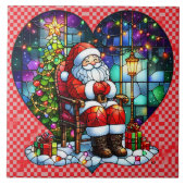 サンタリラックスは夜のクリスマスツリーで タイル (正面)