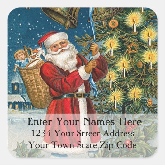 サンタリングや輪インクリスマスヴィンテージ住所 シール (正面)
