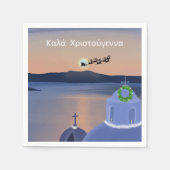 サンタリーニ島のクリスマスとサンタクロース スタンダードカクテルナプキン (正面)