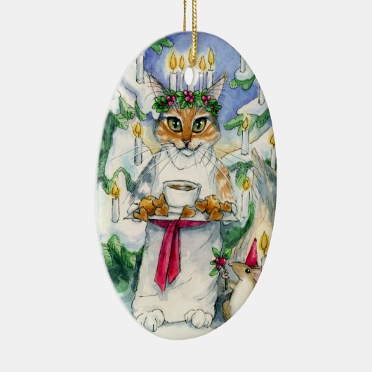 サンタルシアのクリスマス猫のオーナメント セラミックオーナメント (右)