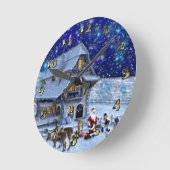 サンタルドルフ小妖精や小人（そり付き） ラウンド壁時計 (傾斜)