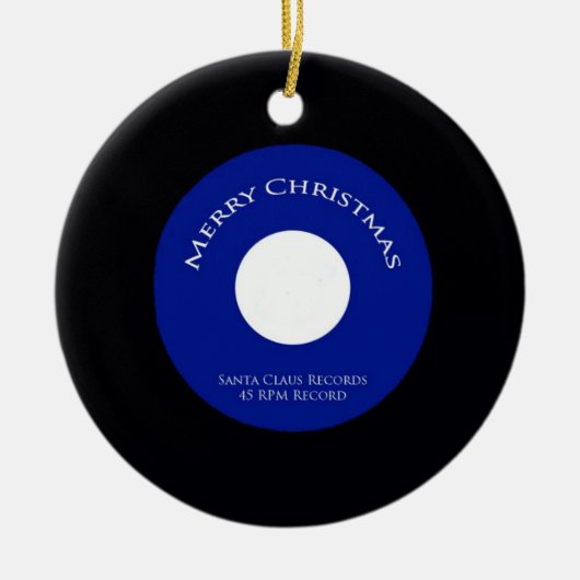 サンタレコード45回転クリスマスオーナメント セラミックオーナメント (正面)