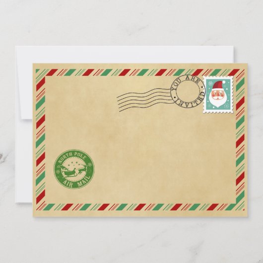 サンタレタークリスマスの古い手紙サンタパーティー 招待状 (裏面)