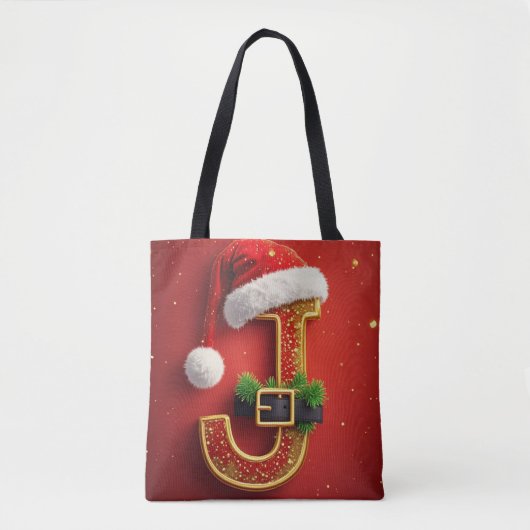 サンタレターJモノグラムホリデーリース 🎅 トートバッグ (正面)