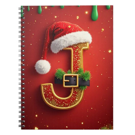 サンタレターJモノグラムホリデーリース 🎅 ノートブック (正面)