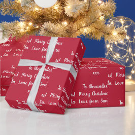 サンタレッドのクリスマスパーソナライズされた愛 ラッピングペーパー