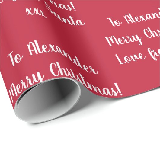 サンタレッドのクリスマスパーソナライズされた愛 ラッピングペーパー (ロールコーナー)
